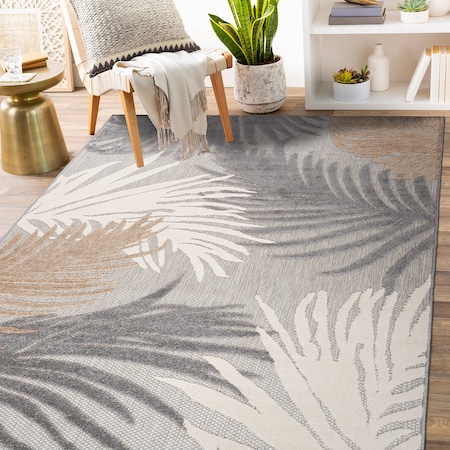 World Rug Gallery Amalfi Contemporary Tropical Floral Indoor/Outdoor Area Rug 7' 10" x 10' Gray 8013GRAY8X10